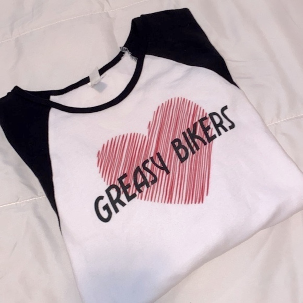 I love Greasy bikers raglan tee